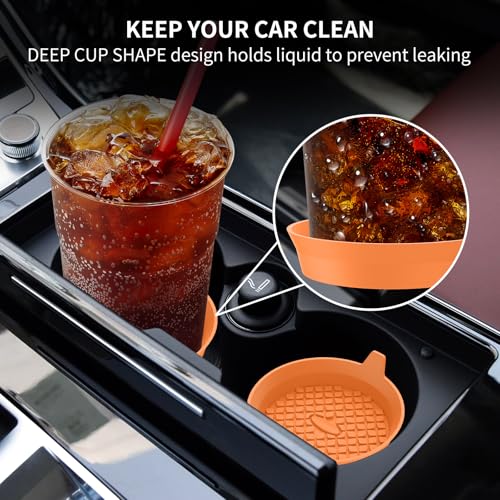 Car Cup Holder Coasters [4 Pack] Silicone Cups Mats (4pack-orange)