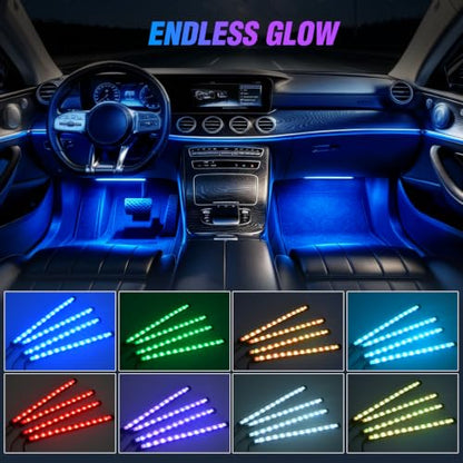 4PCS 48LED Car USB Interior Neon Accent Lights RGB Remote Control (USB Interior Lights - Remote)