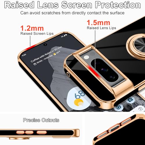 for Google Pixel 8 Pro Case with Ring Stand Black (Black / 6.7" Pixel 8 Pro)