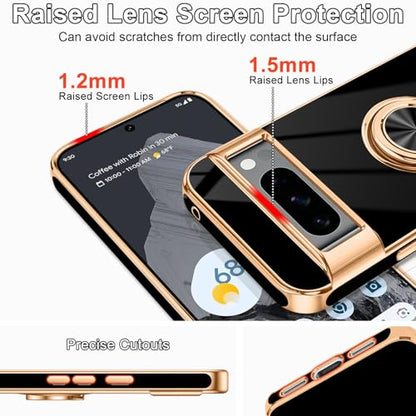 for Google Pixel 8 Pro Case with Ring Stand Black (Black / 6.7" Pixel 8 Pro)