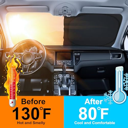 Sun Shade for Lexus RX 2023 2024 2025 2026 Accessories Windshield Sun Shade Window Shade UV Rays Protection Sun Visor Cover with Steering Wheel Sunshade Storage Bag (Windshield Sunshade for Lexus RX 2023-2026)