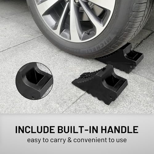Solid Rubber Wheel Chocks Heavy Duty Trailer Chock (4 Pc Medium)