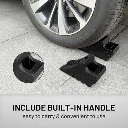 Solid Rubber Wheel Chocks Heavy Duty Trailer Chock (4 Pc Medium)