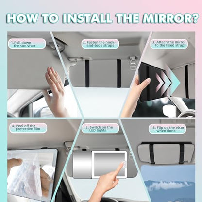 Car Sun Visor Vanity Mirror with Lights & 20X Magnification (1pcs-Black)