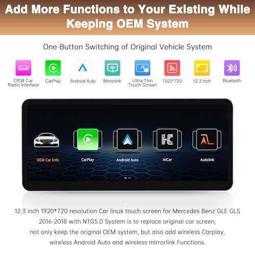 12.3 Inch Display Screen Car Radio for Mercedes Benz GLE GLS 2016