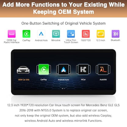 12.3 Inch Display Screen Car Radio for Mercedes Benz GLE GLS 2016