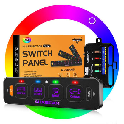 AS R40 Slim 4 Gang Switch Panel with RGB Backlight Memory Function (AS-R40 4 Gang)