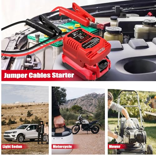 Jump Starter Adapter for Craftsman 20V V20 Battery with Jumper Cable Clamps Portable Car Charger Jump Starter (For Craftsman)