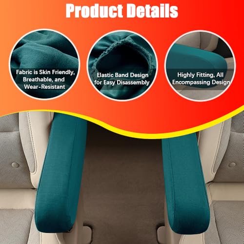 2PC Car Front Seat Armrest Covers (Green-2PC)