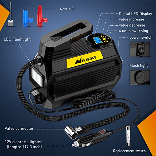 Digital Tire Inflator Air Compressor Portable Pump w (Air Compressor Pump With Digital Gauge)
