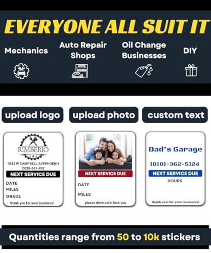 Oil Change Stickers for Windshield Personalized with Your Logo (Small)