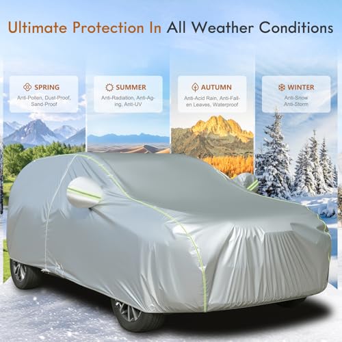 SUV Car Cover Waterproof All Weather (Silver / YXXL+：for SUV(Lenght 216"-230"))