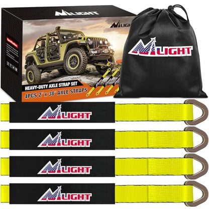 2" x 38" Axle Tie Down Straps with D (4Pcs 2in x 38in Axle Tie Down Straps Yellow)