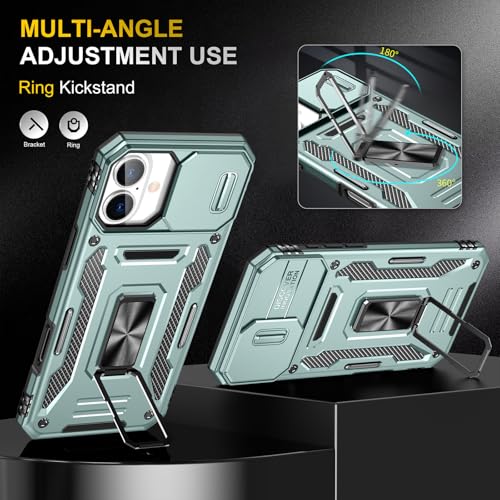 Phone Case for i Phone 16 Plus Case with Stand & Camera Cover (iPhone 16 Plus 【6.7 inch】 / Alpine Green)