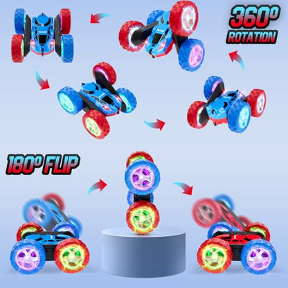 Remote Control RC Car for Kids 6 (Blue&red / Glow (Headlights & Wheel Lights))