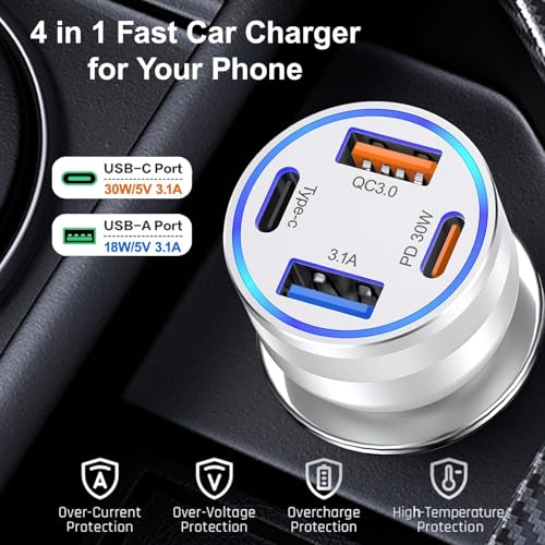 USB C Car Charger (5 Pack / Silver)