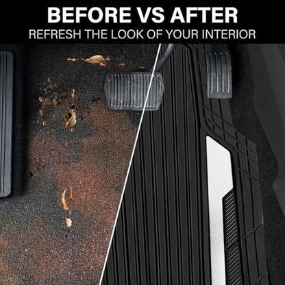 Heavy Duty Rubber Car Mats Metallic (Black White)