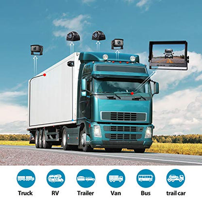 HD 1080P 10" Wired Backup Camera System Rear and Side Coverage (Black / 10"-4 Cam)