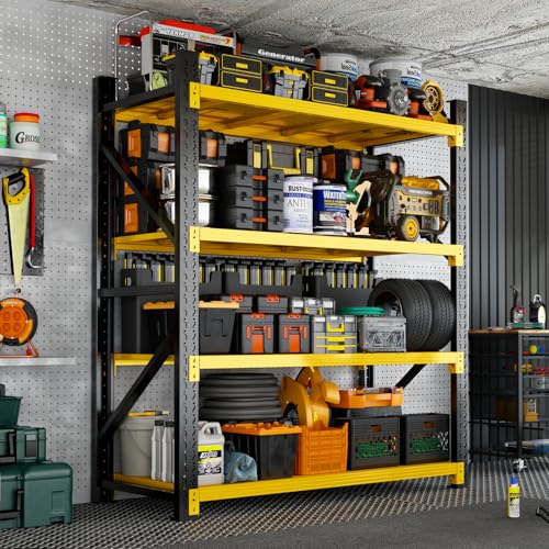3000LBS Heavy Duty Storage Shelves (59''W x 23.6''D x 78''H / Black & Yellow Combo)
