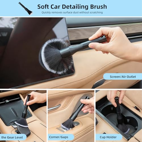 9Pcs Car Cleaning Kit for Dashes Air Vents Keyboards Electronics (9 Piece set)