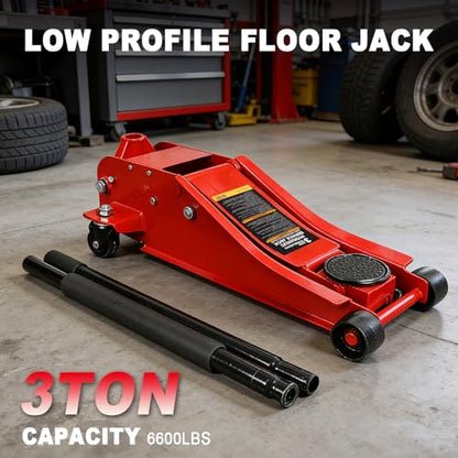 3 Ton Floor Jack (3 Ton Dual Pump / Red)