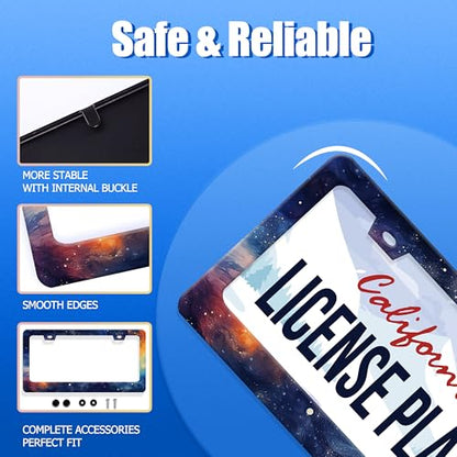 Watercolor Galaxy License Plate Frame Stainless Steel Car Accessory 6x12 (Watercolor Galaxy Starry Sky)