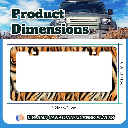 Tiger Skin Stripe Pattern License Plate Frame Stainless Steel 6.3 X 12.2 in (Tiger Skin Stripe)
