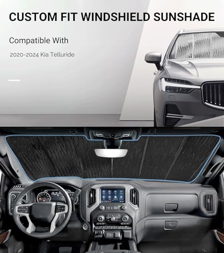 Windshield Sunshade for Kia Telluride 2020 (Silver Water Ripple)