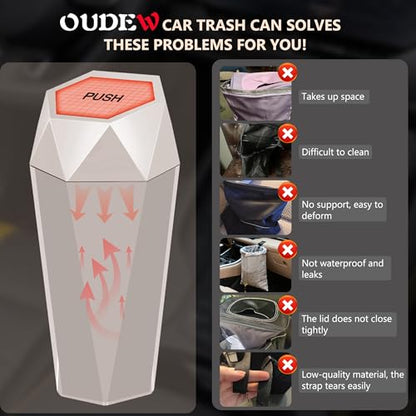 Car Trash Can with Lid (Beige-1Pcs)