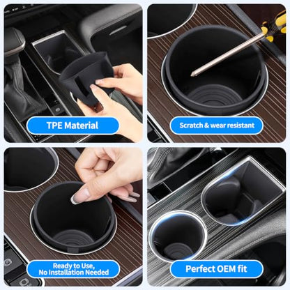 2PCS Upgraded Center Console Cup Holder Inserts for Toyota (Gray)