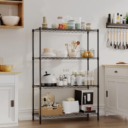 4 Tier Wire Shelf (Black / 36"D x 14"W x 54"H)