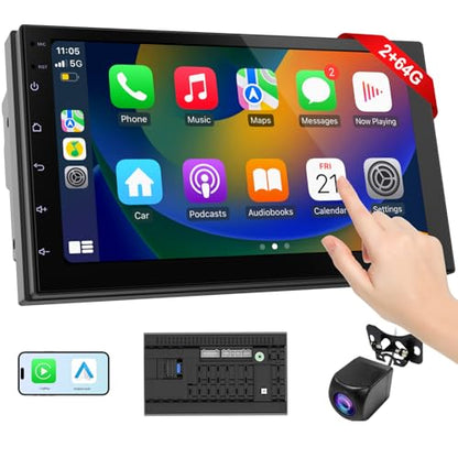 2 Din Car Radio with Wireless CarPlay & Android Auto (2+64G(With Backup Camera))