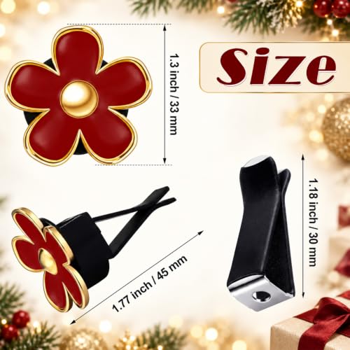 6 Pcs Daisy Vent Clips for Car (Burgundy Red White Black / 1 Count (Pack of 6))