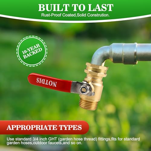 Brass Garden Hose Shut Off Valve with Full (1 way hose splitter)