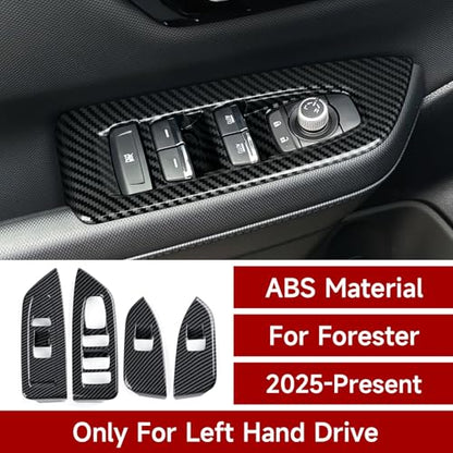 Car ABS Window Lift Control Switch Decals Only for 2025 2026 Subaru Forester Interior Carbon Fiber Style (Window Lift Switch Decal)