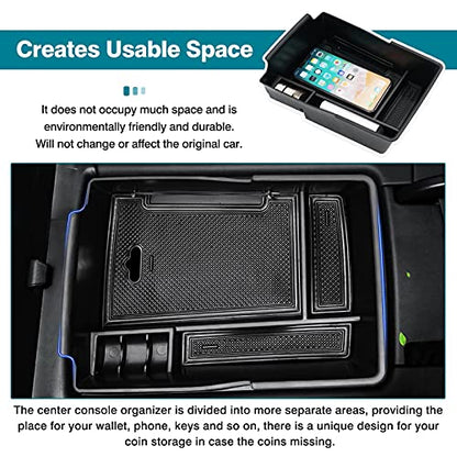 Center Console Organizer for 2021 2022 2023 Hyundai Santa Fe Accessories Armrest Storage Box Secondary Insert Tray with 2 Color Mats (2021-2023 Hyundai Santa Fe)