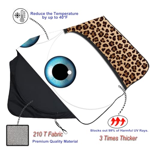 Windshield Sun Shades Car Sun Shade Protector Blocks UV Rays for Full (Leopard / Large (Universal Fit))