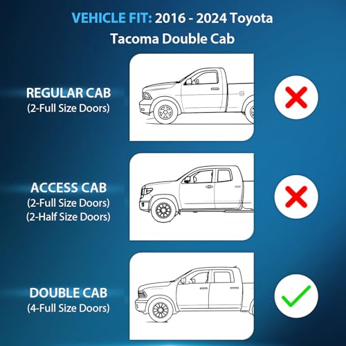 in Channel Rain Guards for Toyota Tacoma 2016 (Toyota Tacoma 2016-2023 Double Cab)