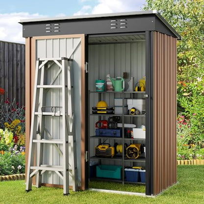 5x3 FT Outdoor Shed (Brown / 5' x 3' FT/Sloped-roof)