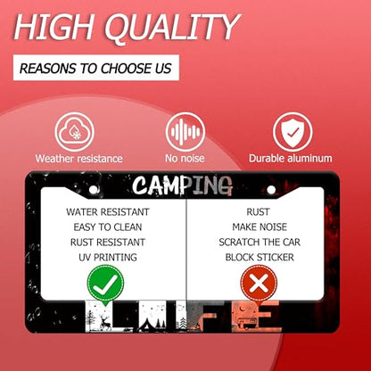 Camping Life Forest Stainless Steel License Plate Frame for US Cars Decor (Camping life)
