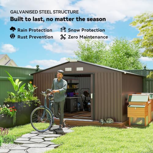 11' x 13' Outdoor Storage Shed (Brown / 11' x 13')