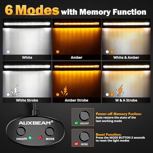 42" LED Light Bar 6 Modes Amber White 240W Straight Off Road Lights (Amber White 42" Straight)