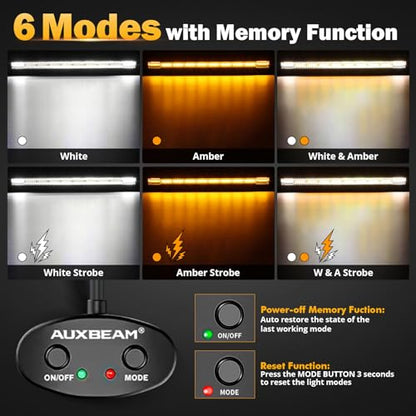 42" LED Light Bar 6 Modes Amber White 240W Straight Off Road Lights (Amber White 42" Straight)