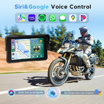 5 Inch Motorcycle CarPlay Screen Wireless Android Auto for Moto with GPS Navigation for Motorbike Bluetooth Voice Control Portable Moto Car Play Screen (5-Inch)