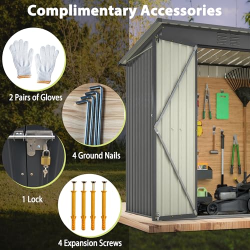 Outdoor Storage Shed (6x4 Ft-without window / Black)