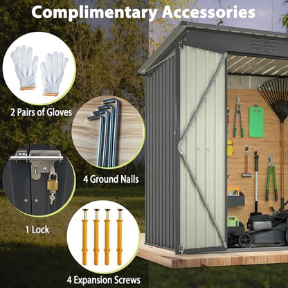 Outdoor Storage Shed (6x4 Ft-without window / Black)