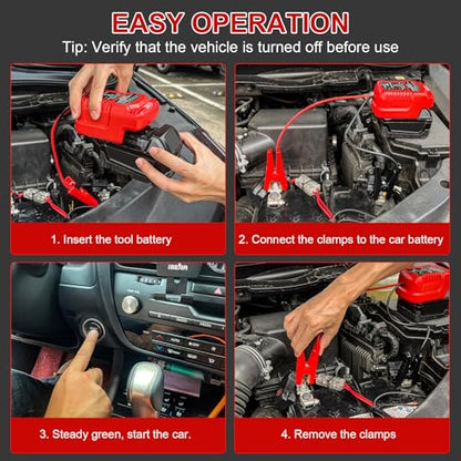 12V Jump Starter Adapter Compatible with Milwaukee 18V Batteries (Red-1PACK)