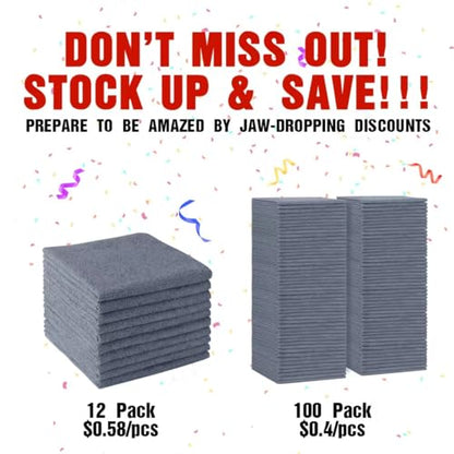 Microfiber Cleaning Cloth 100PK (Grey / 11.5 x 11.5 Inch)