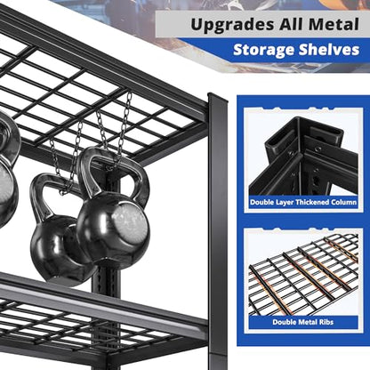 3010LBS Storage Shelves 72" H Garage Shelving Heavy Duty Metal Shelving 5 Tier Adjustable Metal Shelves for Storage for Kitchen Pantry Warehouse Basement 72" H x 35.5" W x 16" D (Black)