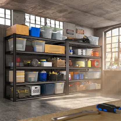 48.2''W Garage Shelving Heavy Duty Metal Shelving 3000LBS Storage Shelves Adjustable Metal Shelves Industrial 5 Tier Garage Shelf for Basement Pantry Warehouse Supermarket (24.2"D x 48.2"W x 72.2"H)